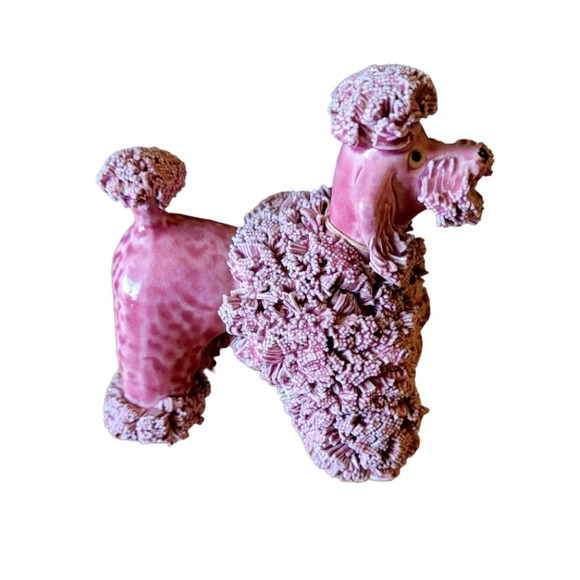 Vintage 1950's Pink Spaghetti French Poodle Miniature Dog Figurine Ceramic - Picture 4 of 6